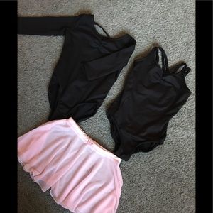 Danskin tank and long sleeve leotard with skirt